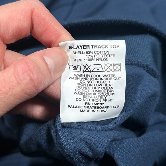Palace Skateboards S-Layer Track Top Blue Tech Fleece Jacket Hoodie Mens Small - Picture 10 of 11
